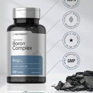 Horbäach Triple Boron Complex 6 mg Supplement | 300 Tablets | for Men and Women | Vegetarian, Non-GMO & Gluten Free | Triple Action Boron Citrate, Boron Glycinate, Boron Asparate