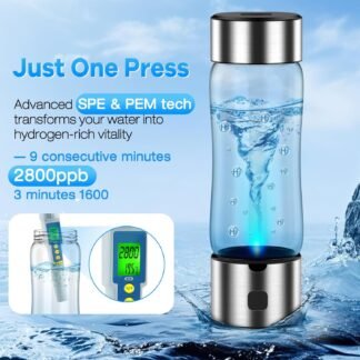 Hydrogen Water Bottle Generator – Produces Hydrogen Water Alternative to Hydrogen Water Tablets,3-Min Hydrogen Water, Inhalation & Drinking, Auto Clean, Slim & Portable for...