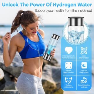 Hydrogen Water Bottle Generator – Produces Hydrogen Water Alternative to Hydrogen Water Tablets,3-Min Hydrogen Water, Inhalation & Drinking, Auto Clean, Slim & Portable for...