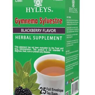Hyleys Gymnema Sylvestre with Green Tea - Blackberry Flavor - 25 Tea Bags - Herbal Supplement Gurmar Tea
