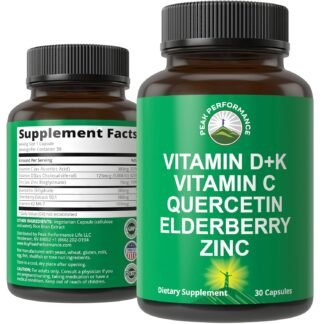 Immune Support Supplement with 6 Top Ingredients. Vitamin D3 K2 + Vitamin C + Elderberry + Zinc + Quercetin. Includes 5000 IU Vitamin D. Zinc 15mg. Immunity Capsules....