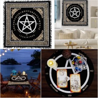 Indian Consigners Altar Cloth A-Z Spell Pentagram Witchcraft Alter Tarot Spread Top Cloth Wiccan Square Spiritual 24 by 24 Sacred Cloth (A-Z Pentagram Spell)