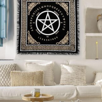 Indian Consigners Altar Cloth A-Z Spell Pentagram Witchcraft Alter Tarot Spread Top Cloth Wiccan Square Spiritual 24 by 24 Sacred Cloth (A-Z Pentagram Spell)