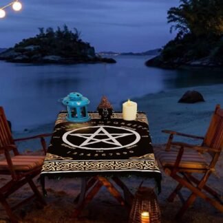 Indian Consigners Altar Cloth A-Z Spell Pentagram Witchcraft Alter Tarot Spread Top Cloth Wiccan Square Spiritual 24 by 24 Sacred Cloth (A-Z Pentagram Spell)