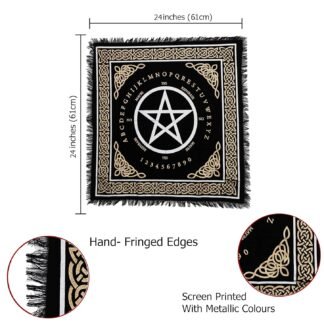 Indian Consigners Altar Cloth A-Z Spell Pentagram Witchcraft Alter Tarot Spread Top Cloth Wiccan Square Spiritual 24 by 24 Sacred Cloth (A-Z Pentagram Spell)
