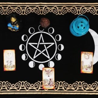 Indian Consigners Altar Cloth Witchcraft Moon Phases Triple Moon Long Side Tablecloth for Spiritual Use