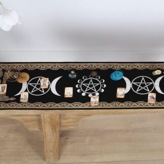 Indian Consigners Altar Cloth Witchcraft Moon Phases Triple Moon Long Side Tablecloth for Spiritual Use