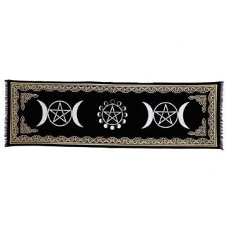 Indian Consigners Altar Cloth Witchcraft Moon Phases Triple Moon Long Side Tablecloth for Spiritual Use