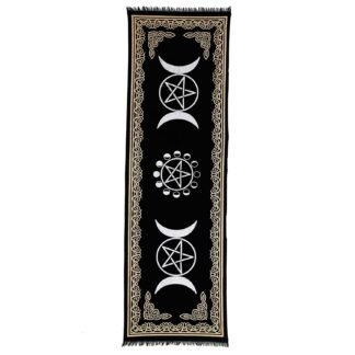Indian Consigners Altar Cloth Witchcraft Moon Phases Triple Moon Long Side Tablecloth for Spiritual Use