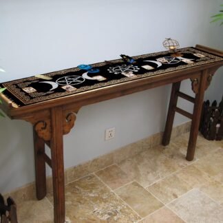 Indian Consigners Altar Cloth Witchcraft Moon Phases Triple Moon Long Side Tablecloth for Spiritual Use