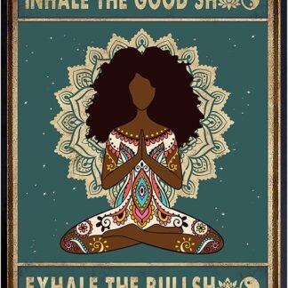 Inhale Exhale African American Wall Art - Afro Black Art - Yoga Wall Decor - Meditation Gifts - Bohemian Hippie Room Decor for Women, Buddhist - Funny New Age Poster 8x10 -...