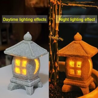 Japanese Pagoda LED Lamp Statue Figurine, LED Lantern Pagoda Statue Figurines for Home Table Decor - Style B