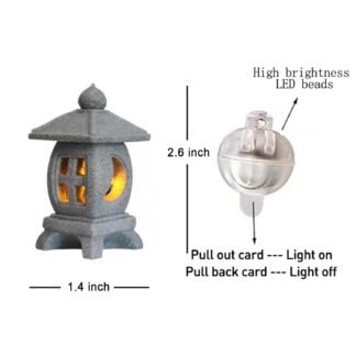Japanese Pagoda LED Lamp Statue Figurine, LED Lantern Pagoda Statue Figurines for Home Table Decor - Style B