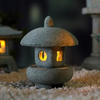Japanese Pagoda LED Lamp Statue Figurine, LED Lantern Pagoda Statue Figurines for Home Table Decor - Style B