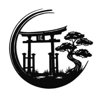 JEWLOVE Japanese Wall Art, Japanese Wall Decor - Zen Torii Gate with Bonsai Tree Metal Sign, Asian Decor for Home Office, 12.8x12.2 Inch