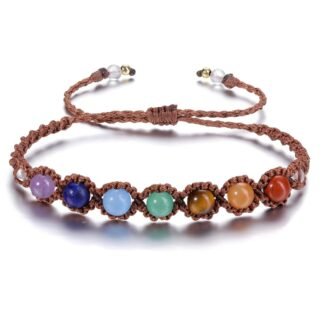 Jovivi 7 Chakras Healing Crystals Bracelet 6mm Natural Gemstone Round Stone Yoga Beads Bracelets Meditation Balance Adjustable Handmade Jewelry Gift for Womens Men