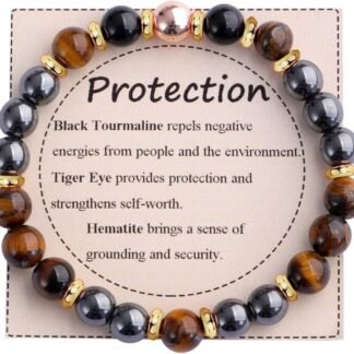 KSQS Healing Stone Bead Bracelet for Women, Natural Gemstones Balance Protection Bracelet, Spiritual Crystal Beads Bracelet Anxiety Relief with Meaning Card