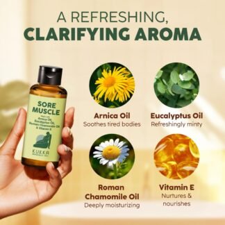 Kukka Sore Muscle Massage Oil for Professional Massages - 3.4 Fl Oz - Made with Eucalyptus & Roman Chamomile, Relaxing Body & Face Oil for Sore Muscles, Spa & Yoga, Fast-Absorbing