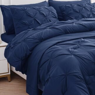 Lane Linen Queen Comforter Set with Sheets, 7 Piece Queen Bed in a Bag Set, Pintuck Queen Bed Set, Soft Bedding Queen Size, Bed Set Queen Size, Queen Bed Comforter Set with...