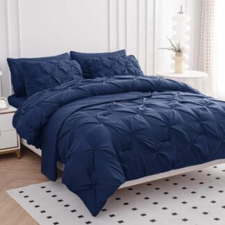 Lane Linen Queen Comforter Set with Sheets, 7 Piece Queen Bed in a Bag Set, Pintuck Queen Bed Set, Soft Bedding Queen Size, Bed Set Queen Size, Queen Bed Comforter Set with...