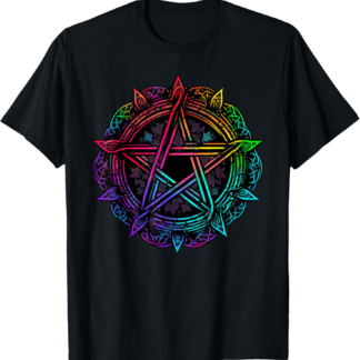 LGBTQ Gay Wiccan Rainbow Pentagram T-Shirt