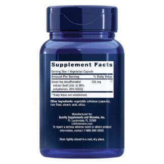 Life Extension Decaffeinated Mega Green Tea Extract – Polyphenol-Rich, Cell Health, Heart Health, Brain Health, Antioxidant Protection – Non-GMO, Gluten-Free, Vegetarian – 100...