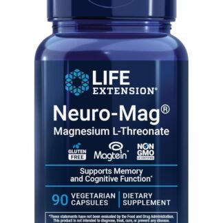 Life Extension Neuro-Mag Magnesium L-Threonate, Memory Health, Quick Thinking, Cognitive Health Support, Vegetarian, Non-GMO, 90 Vegetarian Capsules (144 mg from 2000 mg Magtein...