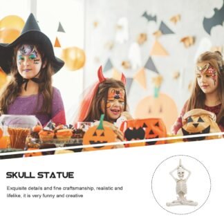 LIFKOME Halloween Village Set Halloween Yoga Skeleton Figurine Halloween Meditation Yoga Skeleton Statue Halloween Meditation Yoga Table Decoration (Style 1) Halloween Skeleton