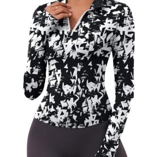 LOMON Womens Long Sleeve Workout Tops Quick Dry Quarter Zip Pullover Crop Yoga Athletic Slim Fit Shirts