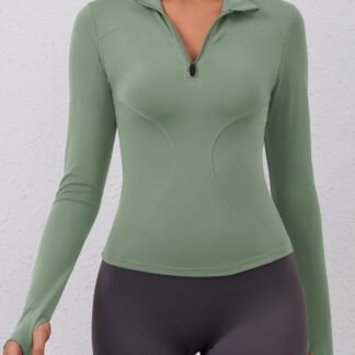 LOMON Womens Long Sleeve Workout Tops Quick Dry Quarter Zip Pullover Crop Yoga Athletic Slim Fit Shirts