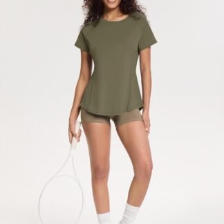 Loovoo Workout Tops for Women Loose Fit Breathable Activewear Cool Quick Dry Gym Athletic Tee Top