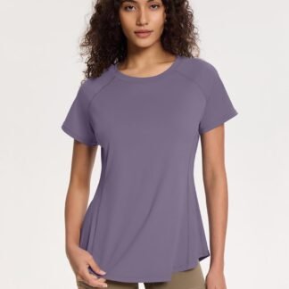 Loovoo Workout Tops for Women Loose Fit Breathable Activewear Cool Quick Dry Gym Athletic Tee Top