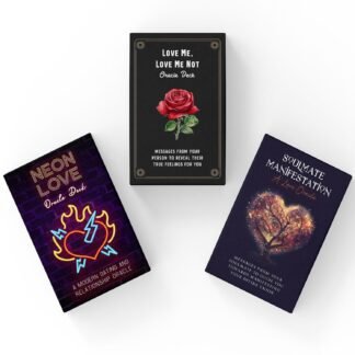Love Oracle Cards (Pocket Size) - Bundle of 3 Mini Romance Oracle Decks - Love Me, Love Me Not Oracle Deck + Neon Love Relationship Forecasting Deck + Soulmate Manifestation Oracle