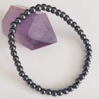 LTC Designs 4mm Round Hematite Stretch Bracelet, 7" For Women, Men,and Friends, Wear Alone or Stack with Other Styles