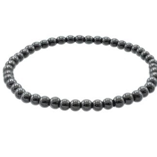 LTC Designs 4mm Round Hematite Stretch Bracelet, 7" For Women, Men,and Friends, Wear Alone or Stack with Other Styles