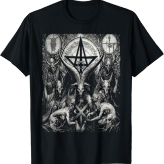 Lucifer Belial Satanic Occult Baphomet Goat Atheist Pagan T-Shirt