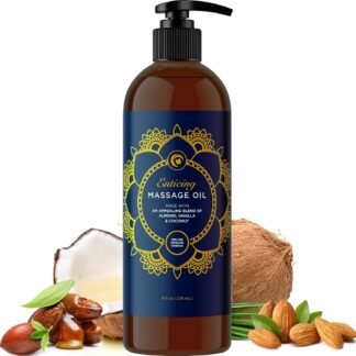 Luxurious Vanilla Massage Oil for Couples - Easy Glide Non Greasy Sweet Vanilla Sensual Massage Oils for Date Night with Silky Smooth Sweet Almond Oil Coconut and Jojoba - Vegan...