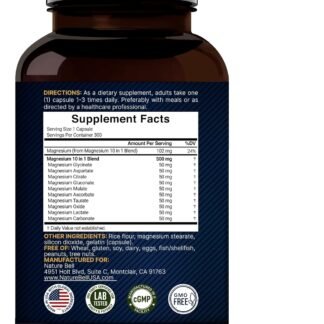 Magnesium Complex 500mg, 300 Capsules | 10-in-1 Magnesium Glycinate, Citrate, Malate & More | Chelated Form for Easy Absorption | Bone, Heart & Muscle Support* | Non-GMO