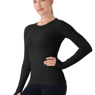 MathCat Seamless Workout Shirts for Women Long Sleeve Yoga Tops Sports Running Shirt Breathable Athletic Top Slim Fit