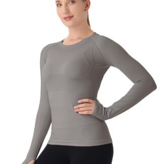 MathCat Seamless Workout Shirts for Women Long Sleeve Yoga Tops Sports Running Shirt Breathable Athletic Top Slim Fit