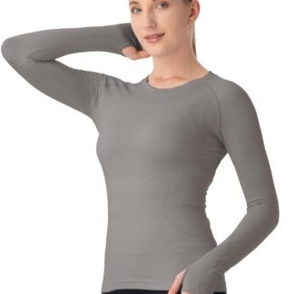 MathCat Seamless Workout Shirts for Women Long Sleeve Yoga Tops Sports Running Shirt Breathable Athletic Top Slim Fit