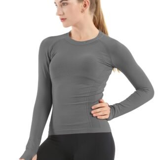 MathCat Seamless Workout Shirts for Women Long Sleeve Yoga Tops Sports Running Shirt Breathable Athletic Top Slim Fit