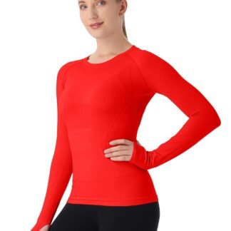MathCat Seamless Workout Shirts for Women Long Sleeve Yoga Tops Sports Running Shirt Breathable Athletic Top Slim Fit