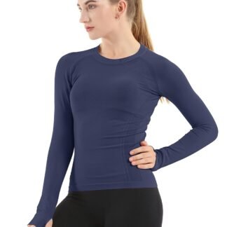 MathCat Seamless Workout Shirts for Women Long Sleeve Yoga Tops Sports Running Shirt Breathable Athletic Top Slim Fit