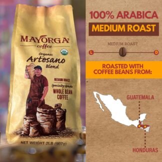 Mayorga Organic Coffee 2lb Artesano Blend - Medium Roast Whole Bean Coffee Speciality Grade, 100% Arabica, Slow Roasted, Chocolate and Nutty Flavor with Low Acidity - USDA...