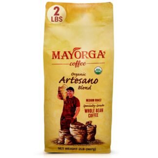 Mayorga Organic Coffee 2lb Artesano Blend - Medium Roast Whole Bean Coffee Speciality Grade, 100% Arabica, Slow Roasted, Chocolate and Nutty Flavor with Low Acidity - USDA...