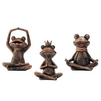 Meditating Yoga Frog Figurines - Set of 3 Zen Garden Statues, Sculptures for Home Decor, Shelf Decor, Office, or Outdoor Patio - Peaceful Frog Lovers Gift for Women