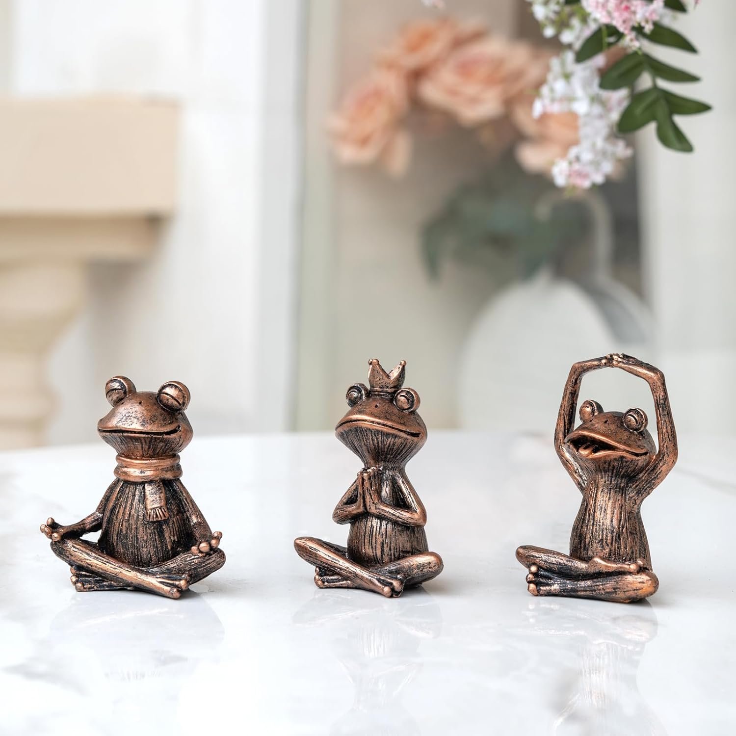 Meditating Yoga Frog Figurines - Set of 3 Zen Garden Statues Sculptures for Home Decor Shelf Decor Office or Outdoor Patio - Peaceful Frog Lovers Gift for Women - lunas-mystic-emporium.com Meditating Yoga Frog Figurines - Set of 3 Zen Garden Statues, Sculptures for Home Decor, Shelf Decor, Office, or Outdoor Patio - Peaceful Frog Lovers Gift for Women