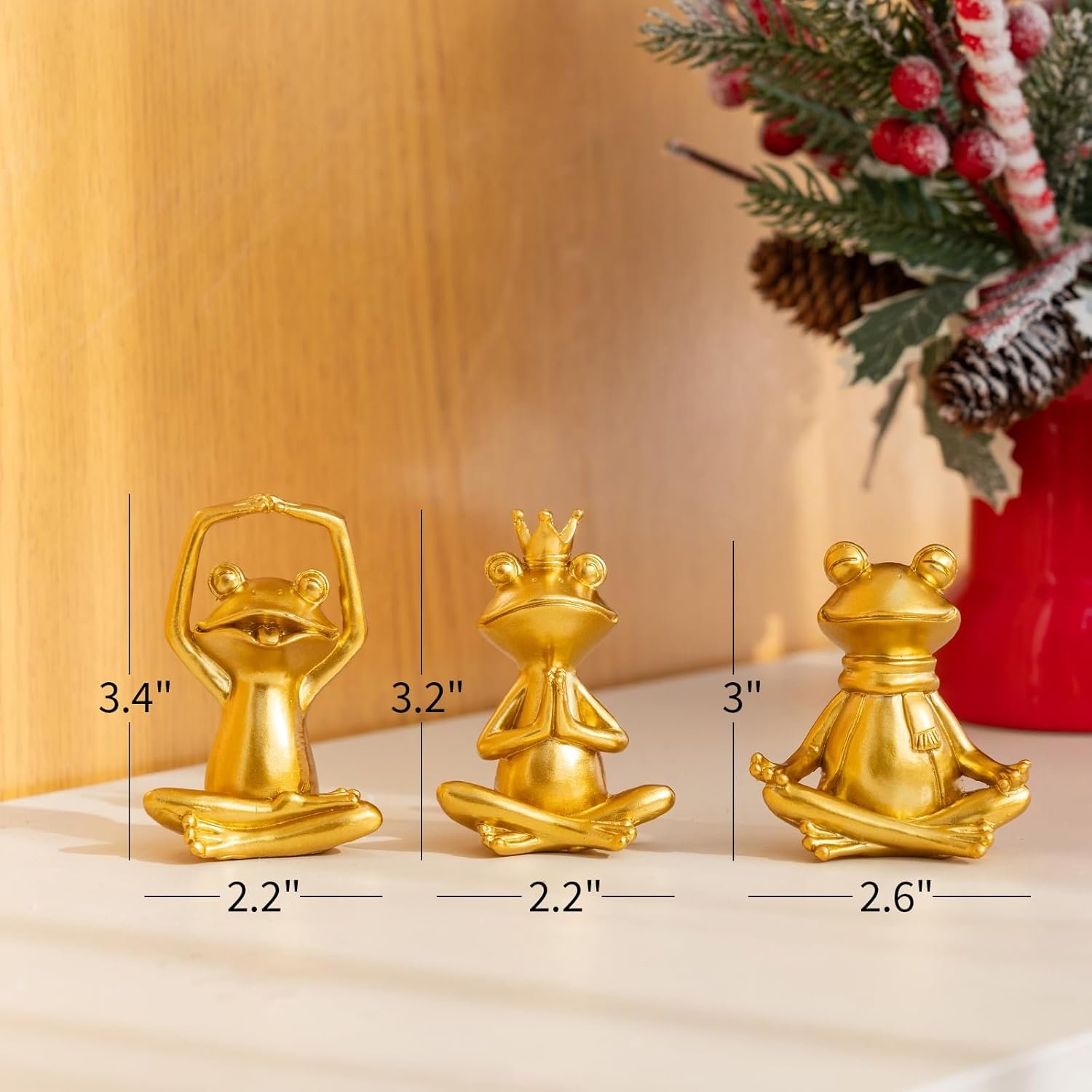 Meditating Yoga Frog Figurines - Set of 3 Zen Garden Statues Sculptures for Home Decor Shelf Decor Office or Outdoor Patio - Peaceful Frog Lovers Gift for Women - lunas-mystic-emporium.com Meditating Yoga Frog Figurines - Set of 3 Zen Garden Statues, Sculptures for Home Decor, Shelf Decor, Office, or Outdoor Patio - Peaceful Frog Lovers Gift for Women