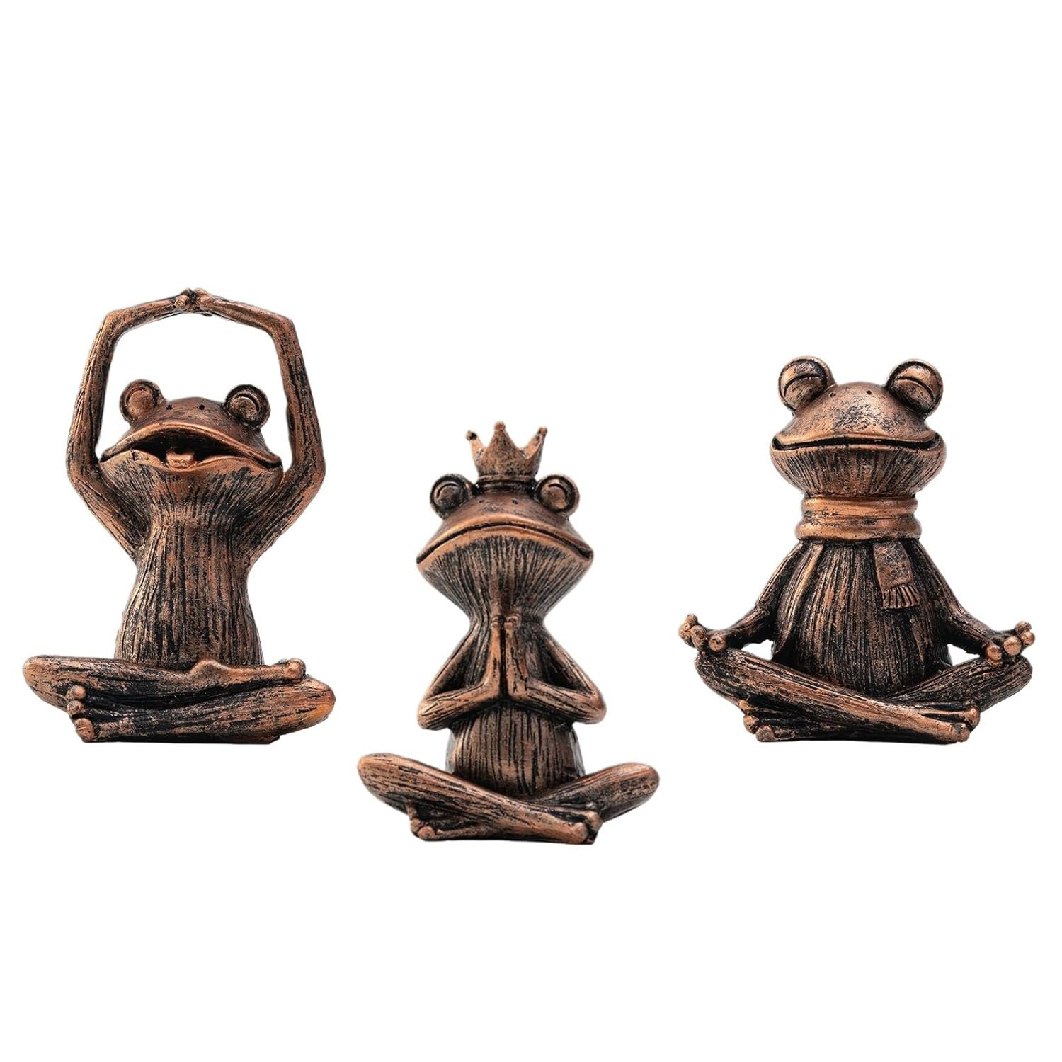 Meditating Yoga Frog Figurines - Set of 3 Zen Garden Statues Sculptures for Home Decor Shelf Decor Office or Outdoor Patio - Peaceful Frog Lovers Gift for Women - lunas-mystic-emporium.com Meditating Yoga Frog Figurines - Set of 3 Zen Garden Statues, Sculptures for Home Decor, Shelf Decor, Office, or Outdoor Patio - Peaceful Frog Lovers Gift for Women